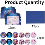 Premium K-pop dance style birthday invite kit with circular stickers