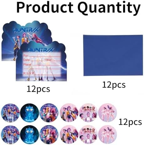 Premium K-pop dance style birthday invite kit with circular stickers