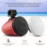 DS18 weather resistant audio cover pair showing embossed slogan