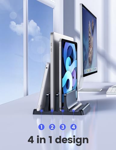 Premium plastic double vertical notebook dock showing silicone protective padding