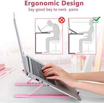 Close up of pink computer holder detailing anti slip silicone protective pads