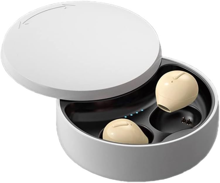 SZHTFX invisible wireless earbuds front view showing nude earpieces