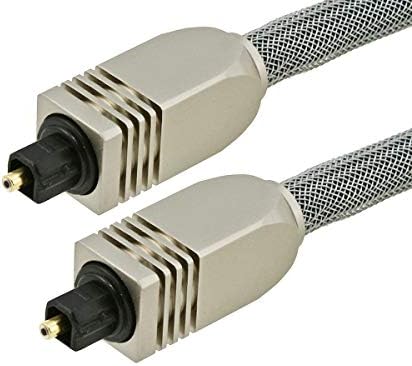 Close up of Monoprice optical cable metal connector head