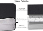 Seventeen inch laptop bag displaying the extra storage compartment filled with power accessories and documents