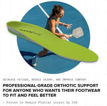 Superfeet Green insoles packaging showing size E for men and women