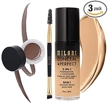 Milani Conceal Plus Perfect 2-in-1 Foundation and Stay Put Brow Color bundle