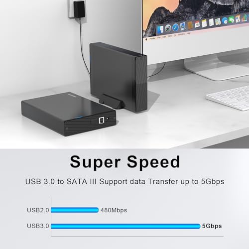 GODO vertical external hard drive docking station mounted securely on its dedicated desktop stand