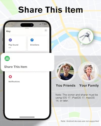 Smart tracking gadget package view showcasing four individual white tracking discs and matching keyring attachment accessories