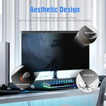 Demonstration of the anti blue light coating filtering harmful glare from the monitor.