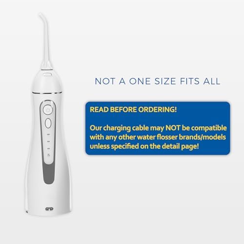 Black 150 centimeter USB charging cable for oral irrigators showing full length.