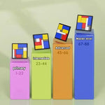 Bazuo geometric puzzle toy displaying various colorful blocks removed from the grid layout.