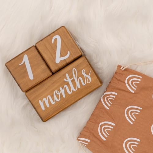 Natural pine wood blocks used for newborn milestone photo props