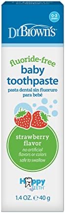 Dr. Brown's natural strawberry training toothpaste packaging for infants and toddlers.