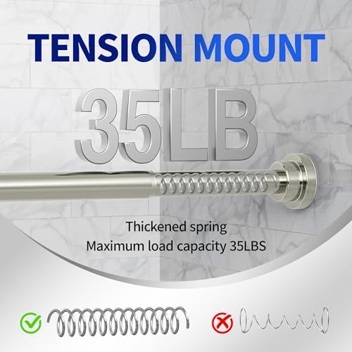 Brushed nickel finish on Mcrbeay adjustable shower curtain rod