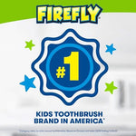 Firefly cartoon themed battery toothbrush designed for gentle plaque removal in children aged three plus