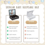 Side angle of Shinlar wooden baby keepsake box with latch