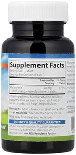Close up of Carlson Labs Chelated Manganese bottle label and supplement details