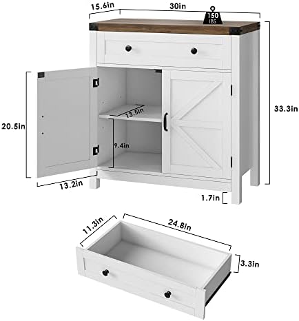 HOSTACK kitchen storage cabinet close up view of rustic barn doors and metal hardware