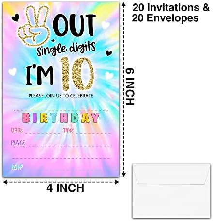 YSTEP tie dye milestone birthday invitation card layout highlighting the clear fill in sections for party details