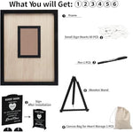 Wooden frame with heart tokens and stand