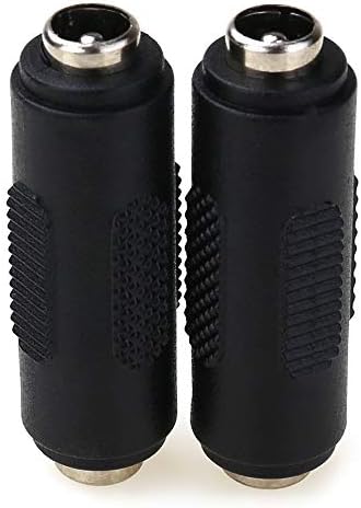Two pieces of black barrel jack adapters showcasing premium grip treads