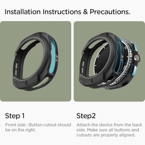 Spigen lightweight flexible TPU bumper cover for Galaxy Watch 8 Classic side profile view