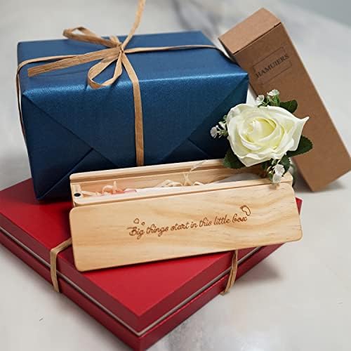 Side angle of the natural grain wooden memory box for pregnancy test storage