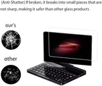 Anti-fingerprint tempered glass surface on handheld laptop