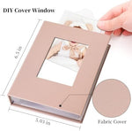 Side angle view of two mini pocket photobooks highlighting the soft Morandi color palette and durable binding.