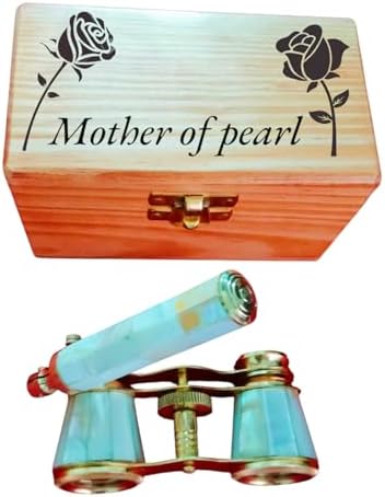 Genius Antique Handicrafts vintage binoculars with extended lorgnette handle side angle