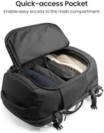 Tomtoc flight approved weekender bag showing the contoured shoulder straps and padded breathable back panel.
