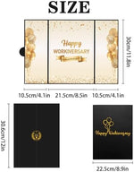 Close up of gold gilded badge on workiversary guest book