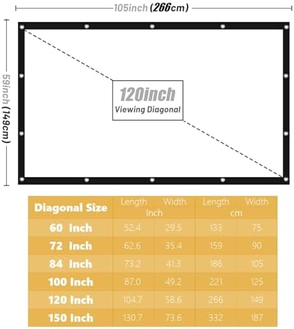 BooLooT 120 inch movie screen setup outdoors for a backyard family cinema night with front projection.