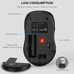 WisFox grey wireless mice packaging illustration showcasing product dimensions and specifications