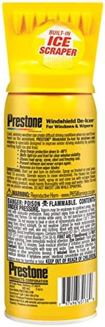 Pack of six Prestone Ice Fighter spray containers detailing the built in polycarbonate scraper cap.