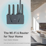 Product packaging and included accessories for the imported GL.iNet Wi-Fi 6 gigabit router hardware.