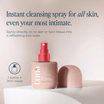 Luna Daily Everywhere Spray-to-Wipe bottle showing prebiotic ingredients.