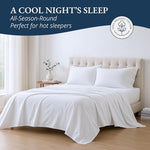 Lane Linen eco friendly breathable white cotton bedding sheet styled on a queen bed