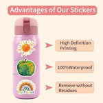 Decorative stickers arranged for scrapbook and journal project