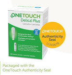 Detailed shot of the OneTouch Delica Plus silicone coated blood sampling lancets product details