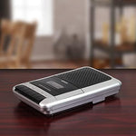 Jensen MCR-100 battery compartment view demonstrating portable setup for four C batteries.