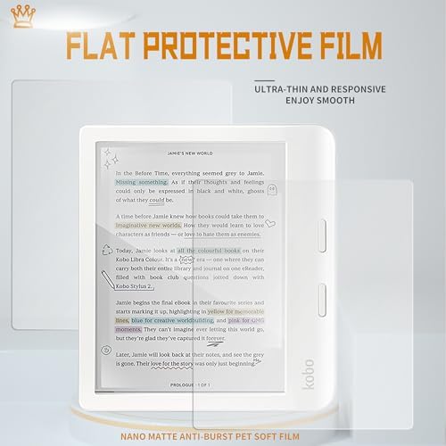 Side profile of LaoShuSheng screen protector applied to Kobo e-reader