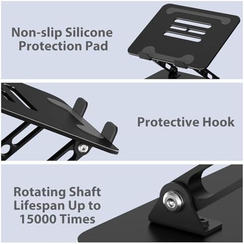 Gogoonike classic black metal stand supporting a premium silver laptop