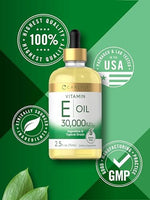 Carlyle Vitamin E topical grade oil bottle displaying the thirty thousand IU strength callout