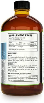 Kaiame Naturals Ionic Silver Solution amber glass bottle back label displaying supplement facts and usage directions.
