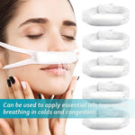 External nasal dressing holder for post-rhinoplasty recovery showing elastic strap detail.