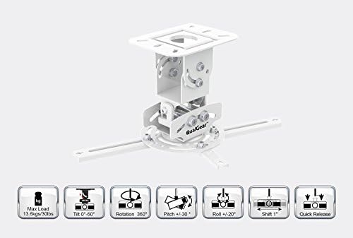 Bottom view of projector mounting plate and hardware