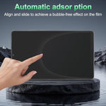 Included cleaning kit and tools for tablet screen protector installation