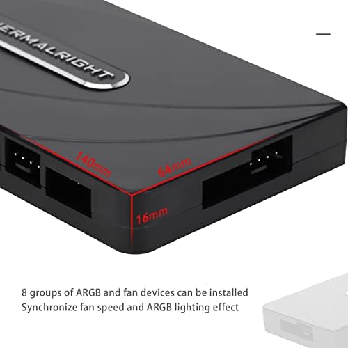 Thermalright eight port internal computer fan splitter showcasing the SATA power connection port.