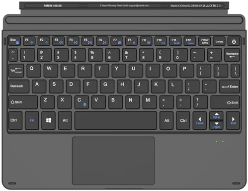 Ultra slim portable wireless Bluetooth keyboard with touchpad showing layout